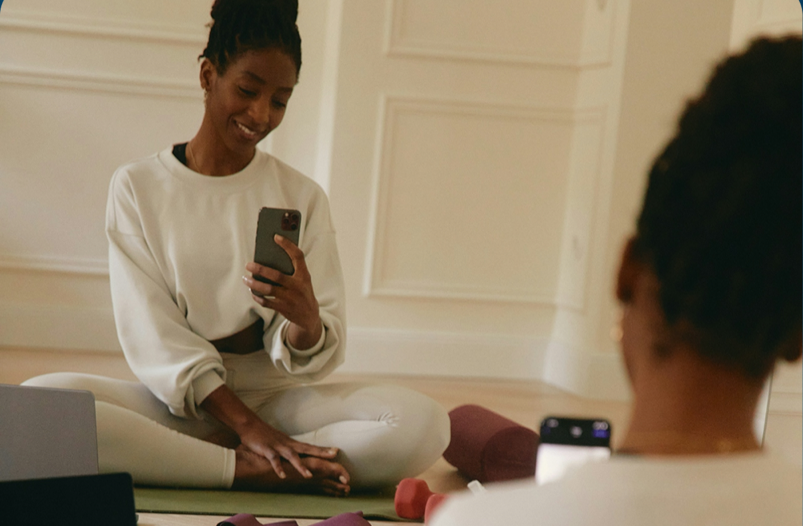 Woman smiling during virtual session